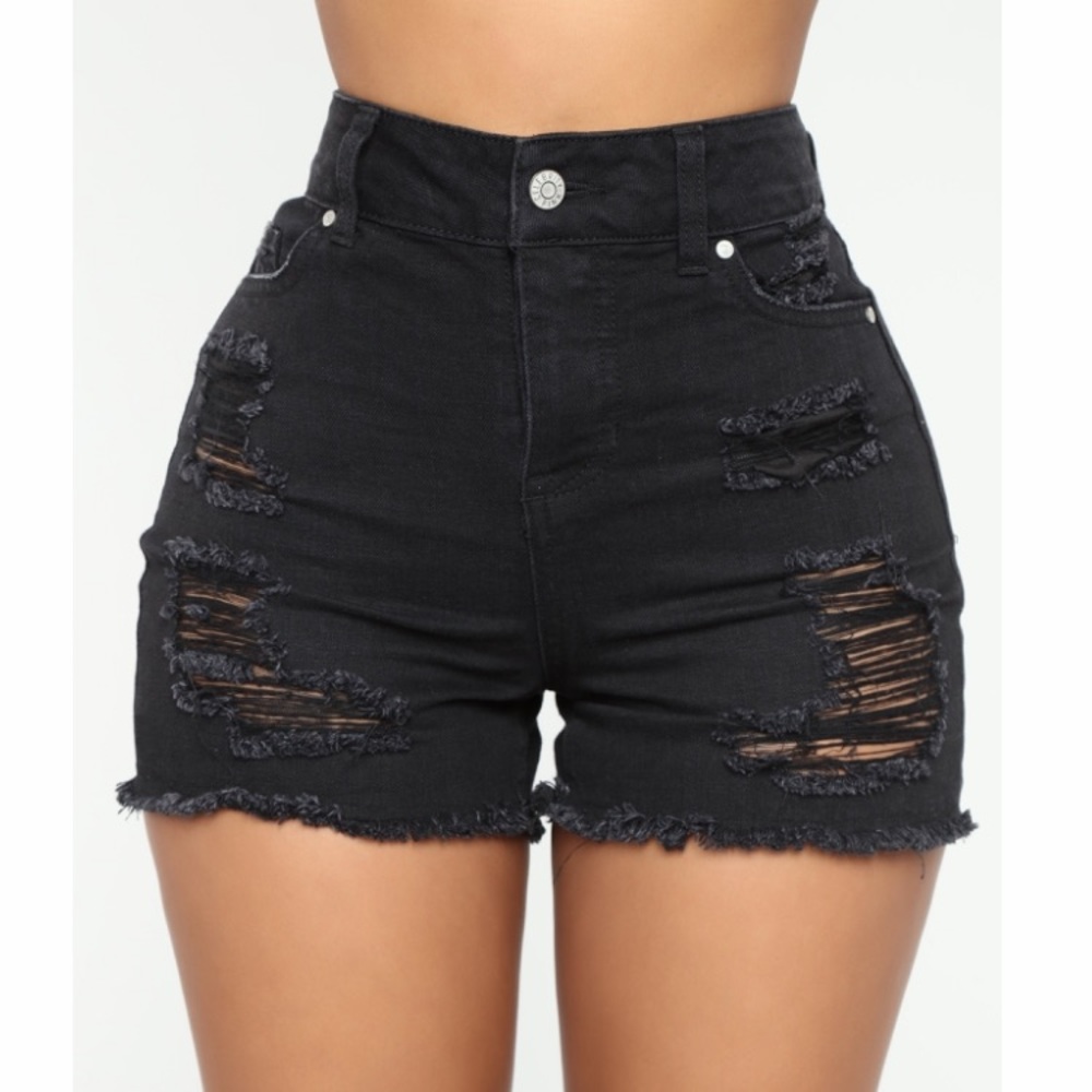 FashionNova Jacqueline distressed high rise shorts
